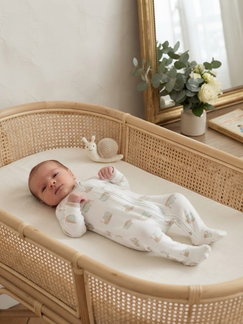 Cloud Island Cream Snails Long Sleeve 2-Way Zipper Footed Sleeper